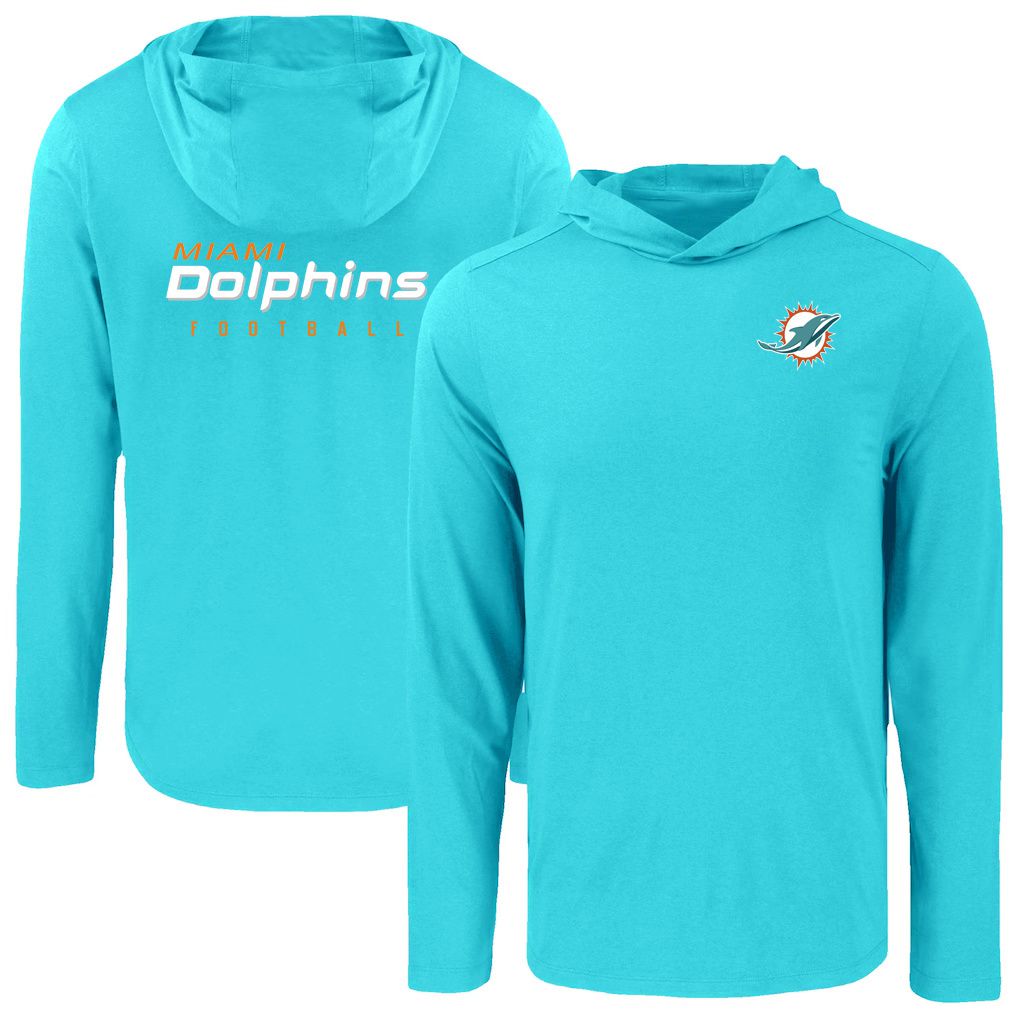 Men 2026 NFL Miami Dolphins Hooded long sleeved T-shirt green 05->nfl t-shirts->Sports Accessory